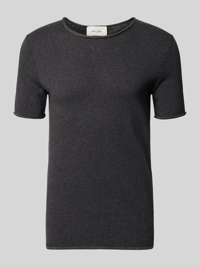 Produktfoto, Slim Fit T-Shirt mit Rundhalsausschnitt Modell 'Sonoma' von American Vintage, Herren T-Shirt aus Reine Baumwolle, kurzärmelig, dunkelgraue melierte Oberfläche, Rückenlänge 63 cm bei Größe M.