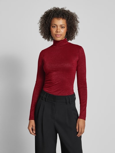 HUGO Slim Fit Longsleeve mit Stehkragen Modell 'Delaina' Bordeaux 4