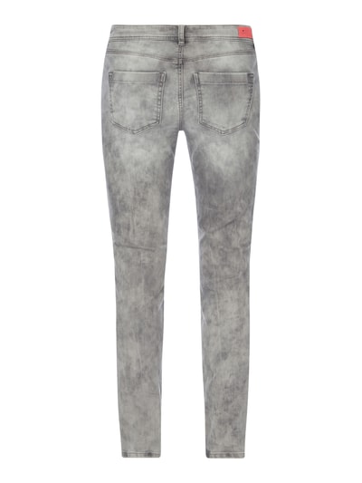 Street One Slim Fit Jeans mit Label-Patch Modell 'York' Mittelgrau 3