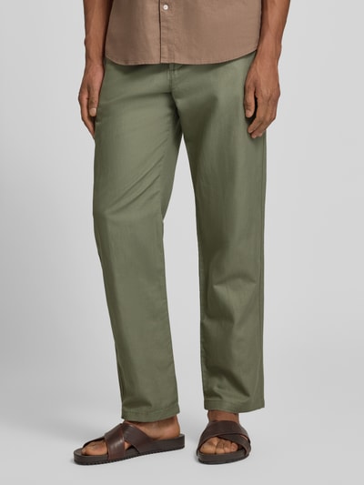 Selected Homme Spodnie lniane o kroju slim fit z mieszanki bawełny i lnu model 'MILES' Oliwkowy 4
