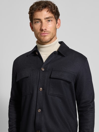 Profuomo Kurtka koszulowa o kroju relaxed fit z kieszenią na piersi Granatowy 3