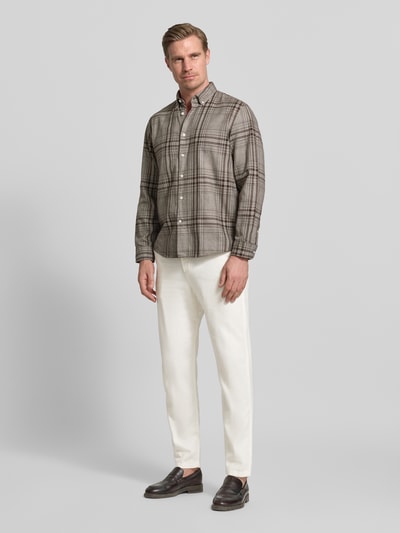Selected Homme Slim Fit Hose aus Baumwoll-Leinen-Mix Modell 'BRODY' Weiss 1