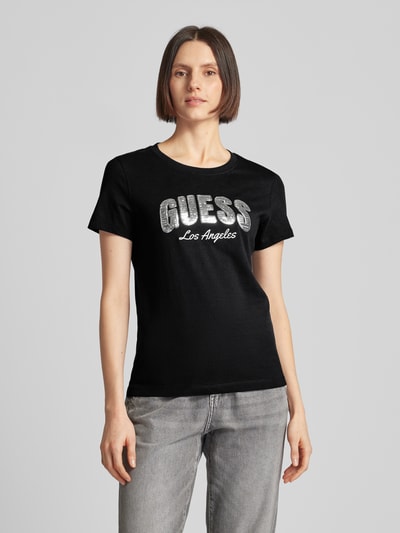 Guess T-shirt met pailletten, model 'SEQUINS' Zwart - 4