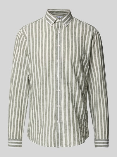 Lindbergh Slim fit vrijetijdsoverhemd met button-downkraag Olijfgroen - 2