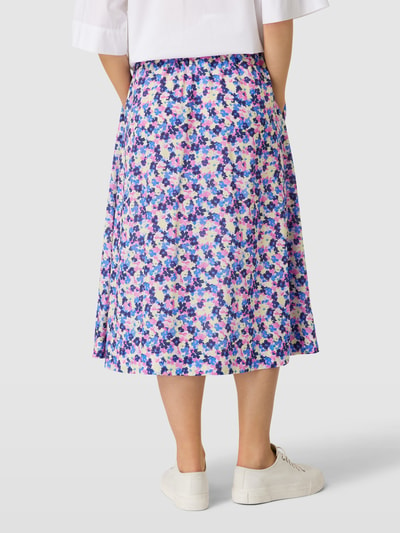 Armedangels Midirok met all-over bloemenmotief, model 'ELODI' Blauw - 5