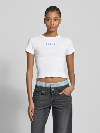 Levi's® Cropped T-Shirt mit Label-Stitching Weiss 4