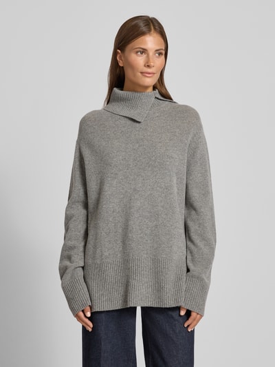 Christian Berg Woman Strickpullover aus Lanawolle mit Rollkragen und Seitenschlitzen Mittelgrau Melange 4