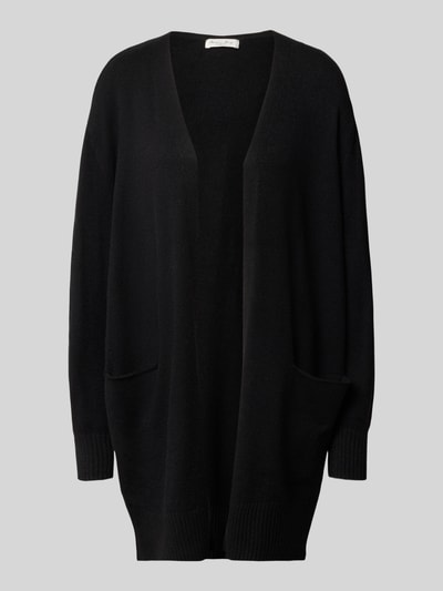 Produktfoto, Relaxed Fit Strickjacke aus Viskose-Mix mit Steekzakken van Christian Berg Woman, effen zwart, ribboorden, Dames, viscosemix