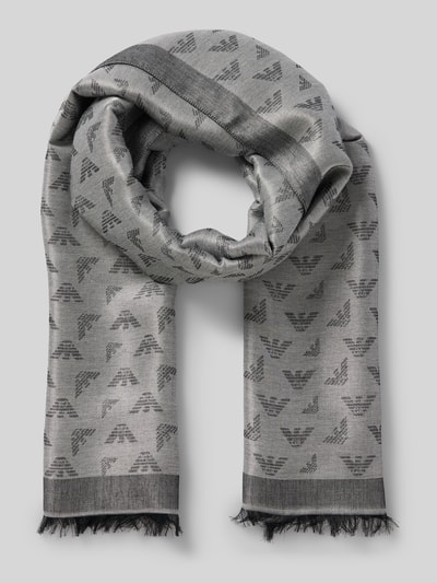 Produktfoto, Schal aus Viskose-Modal-Mix Modell 'STOLA' von Emporio Armani in Grau mit Effektgarn, rechteckig, ausgefranste Abschlüsse, Breite 73 cm