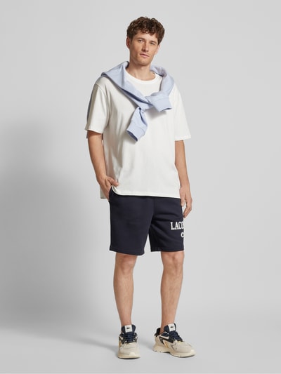 Lacoste Sweatshorts met labelprint Donkerblauw - 1