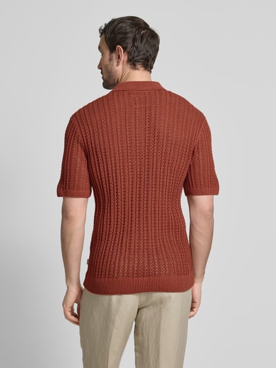 Jack & Jones Premium Poloshirt mit Strukturmuster Modell 'JOEL' Rostrot 5