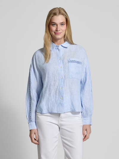 Christian Berg Woman Regular fit linnen blouse met borstzak Blauw - 4