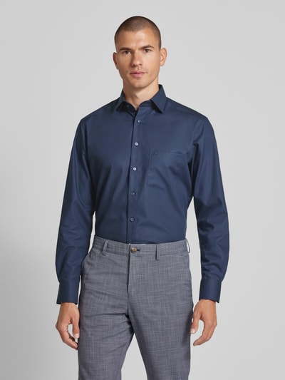OLYMP Modern fit zakelijk overhemd met borstzak, model 'Sora' Marineblauw - 4