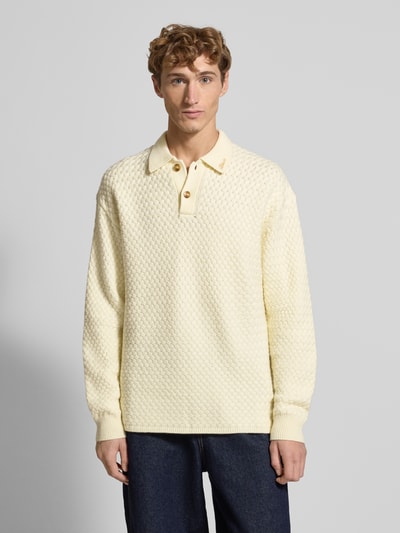 BLKVIS Strickpullover mit Polokragen Modell 'Script' Offwhite 4
