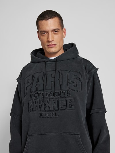 VETEMENTS Oversized Hoodie im Layering-Look Dunkelgrau 3