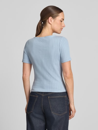 Jake*s Casual T-Shirt mit Spitzenbesatz und Knopfleiste Bleu 5