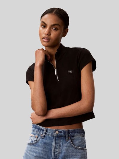 Calvin Klein Jeans Slim Fit cropped T-Shirt aus Baumwoll-Mix Black 4