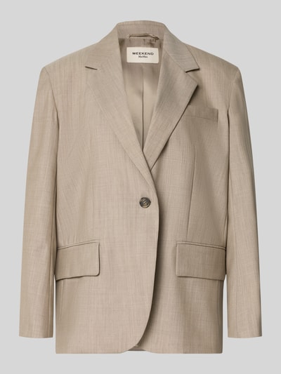 Produktfoto, beiger Regular Fit Longblazer aus reiner Schurwolle Modell 'ATTILA' von Max Mara, Weekend Max Mara, glatte Textur, klare Kanten