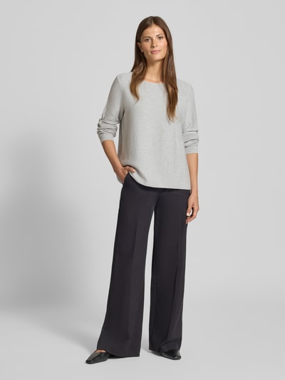 Christian Berg Woman Regular Fit Longsleeve aus reiner Baumwolle in Strick-Optik Mittelgrau Melange 1