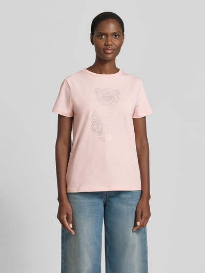 GUESS Activewear T-Shirt mit Ziersteinbesatz und Rundhalsausschnitt Hellrosa 4