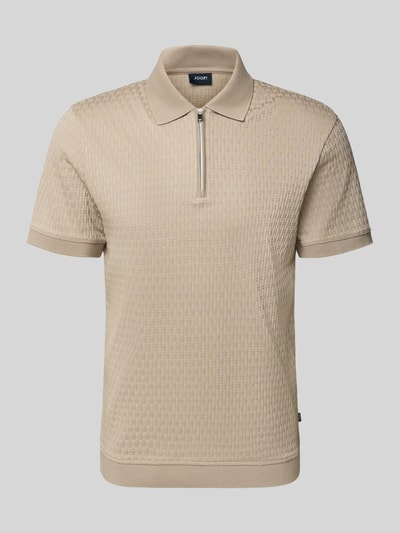 Produktfoto, Slim Fit Poloshirt mit Reißverschluss Modell 'Franciscojose' von JOOP! Collection, Reine Baumwolle, beiges Strukturmuster