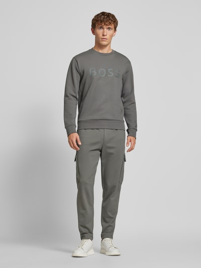 BOSS Green Sweatshirt mit Label-Schriftzug Modell 'Salbo' Graphit 1