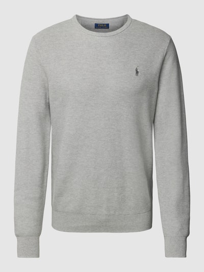 Polo Ralph Lauren Pullover mit Strukturmuster und Label-Stitching Hellgrau 2