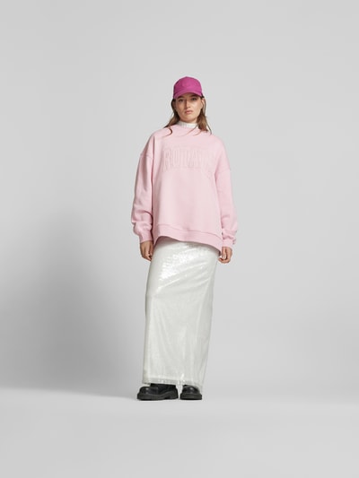 ROTATE Oversized Sweatshirt mit Label-Stitching Rosa 1