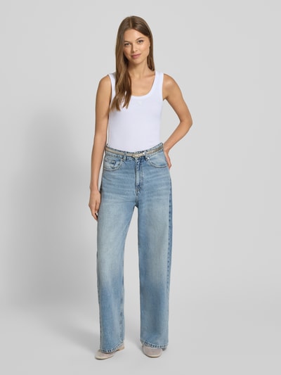 Guess Tanktop in Ripp-Optik mit Label-Detail Weiss 1