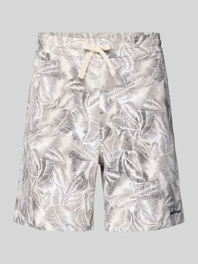 Produktfoto, Shorts im Allover-Look von ARMANI EXCHANGE, puur katoen, regular fit, elastische band, grijze all-over look met palm motief