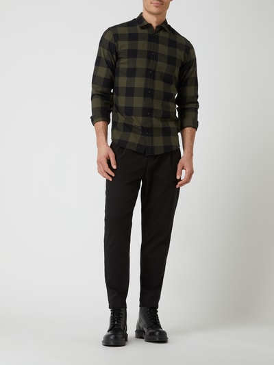 Jack & Jones Regular Fit Freizeithemd aus Twill Modell 'Gingham' Oliv 1