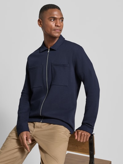 SELECTED HOMME Regular Fit Sweatjacke aus Baumwoll-Mix Modell 'JACKIE' Marine 3