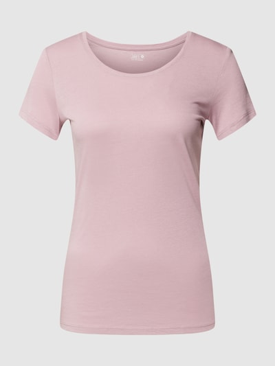 Jake*s Casual T-Shirt mit geripptem Rundhalsausschnitt Mauve 2