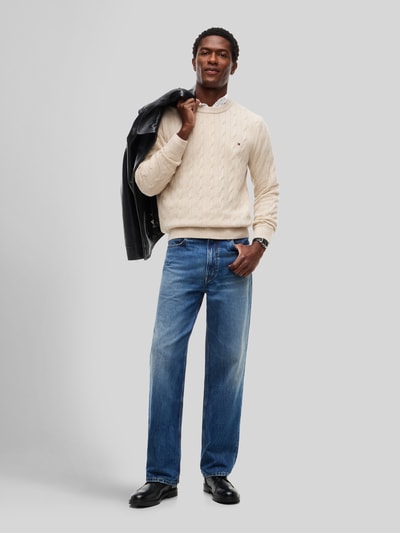 Tommy Hilfiger Regular Fit Pullover aus reiner Schafswolle Offwhite 1