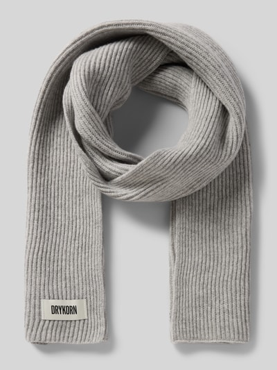 Drykorn Szal z żywej wełny z detalem z logo model ‘CRONICA’ Jasnoszary melanż 1