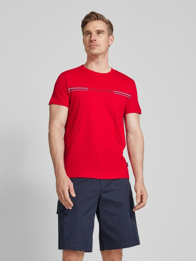 Tommy Hilfiger T-shirt met labelprint Donkerrood - 4