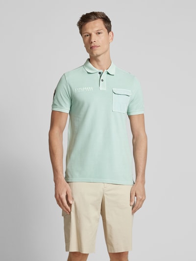 camel active Poloshirt met labelstitching Turquoise - 4
