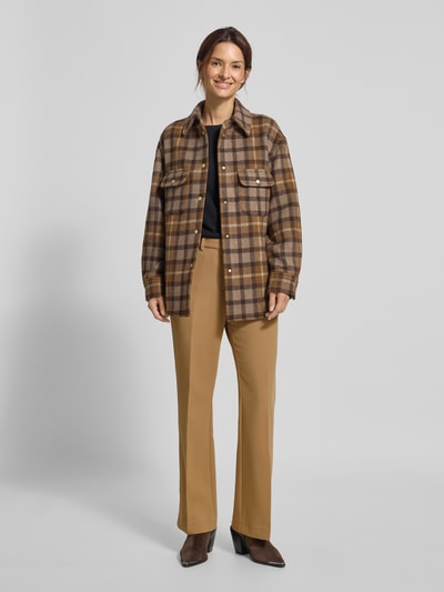 Gant Flared stoffen broek met persplooien Zand - 1