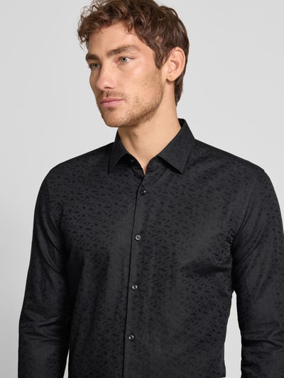 HUGO Slim fit zakelijk overhemd met kentkraag, model 'KENNO' Zwart - 3