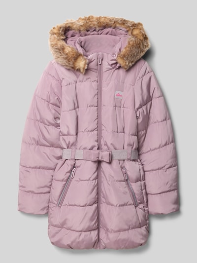 s.Oliver RED LABEL Shaped Fit Steppmantel mit Webpelzbesatz Flieder 1
