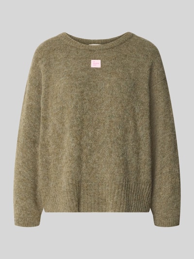 Produktfoto, Oversized Pullover mit Alpaka-Anteil Modell 'East' von American Vintage in Strick-Optik, grüne Melierung, Logo-Patch, elastischer Material-Mix