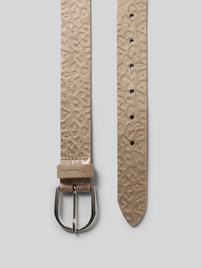 Produktfoto, Gürtel aus echtem Leder mit Strukturmuster von Tamaris in Beige mit silberfarbener Schnalle, texturierte Oberfläche