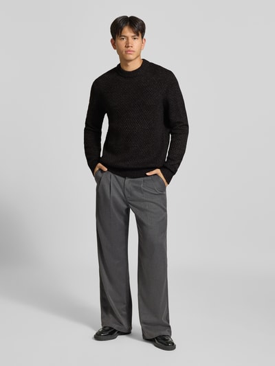 JACK & JONES Regular Fit Strickpullover aus Baumwoll-Mix Modell 'BLAKE' Anthrazit Melange 1