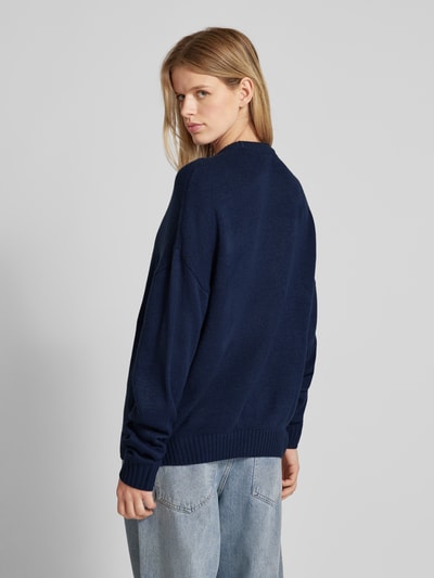 Review Oversized gebreide pullover met ronde hals Marineblauw - 5