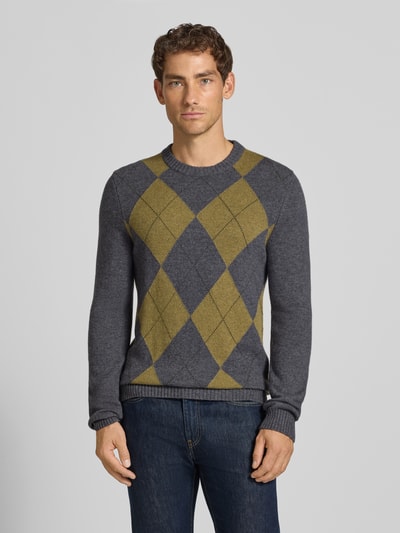 MCNEAL Strickpullover aus Lanawoll-Mix mit Rundhalsausschnitt Oliv Melange 4