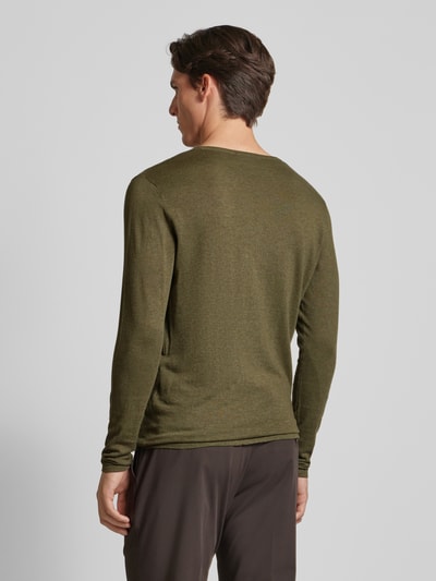 SELECTED HOMME Pullover mit geripptem Rundhalsausschnitt Modell 'Rome' Gruen 5