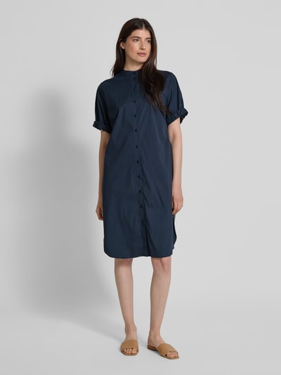 MOS MOSH Knielanges Hemdblusenkleid mit Stehkragen Modell 'Arleth' Marine 4