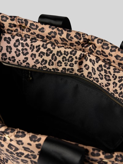 Produktfoto, Shopper mit Reißverschluss Modell 'Best Buddy' von Hey Marly, Allover-Leo-Print in Beige und Schwarz, Innenfach, Detailaufnahme