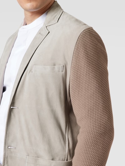 Emporio Armani Ledersakko mit Strickärmeln Beige 3