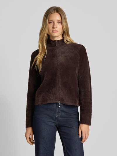 Betty Barclay Regular jack in gebreide look, model 'September' Chocoladebruin - 4